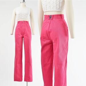 Vintage Pink Western Jeans High Waisted Slim Fit Jeans with Silver Studs M LONG